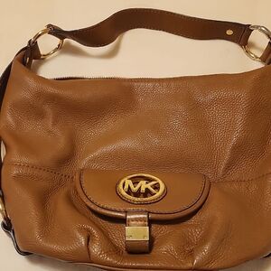 Michael Kors Brown Shoulder Bag with Gold Details